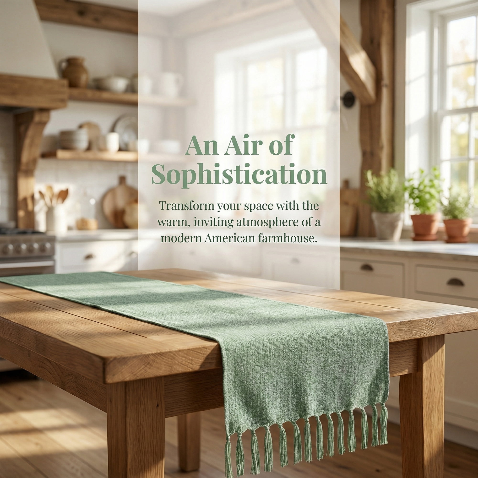 Unique Bargains Birthday Decorations Table Runner with Tassels Green 13x72in