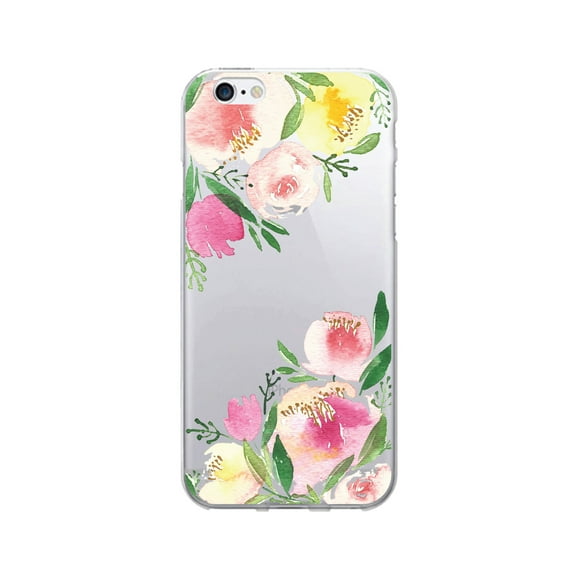 OTM Prints Clear Phone Case, Corner Peonies Red & Green - iPhone 6 Plus/7 Plus