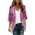 thumbnail image 2 of New Arrivals AXXD Sexy Cover Ups for Swimwear Women Plus Size Floral Print Puff Sleeve Kimono Cardigan Loose Chiffon Cover Up Tops, 2 of 5