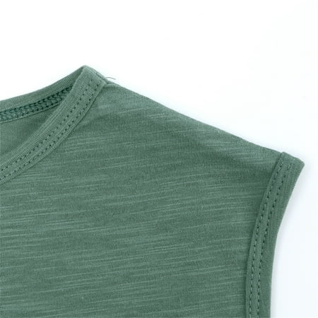 

nsendm Toddler Kids Girls Boys Short Classic Loose Soft Sleeveless Solid T Shirt Tee Tops Clothes Shirt for Kids Boys Shirt Green 4 Years