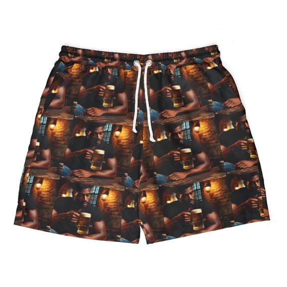 Beer Swim Shorts for Men, Summer Beachwear and Pool Party Attire for Beer Lovers