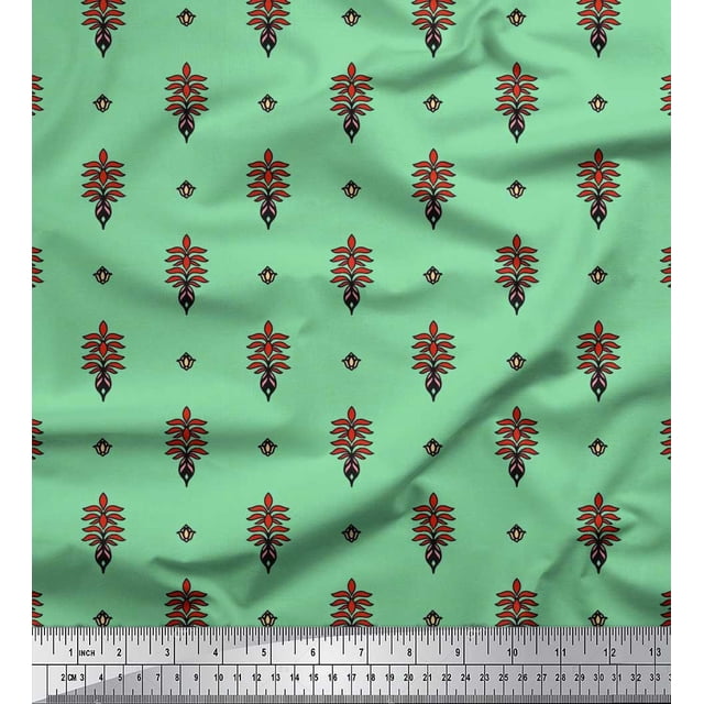 Soimoi Georgette Viscose Tissu Feuilles & Floral Bloc Tissu Imprimé 1 Yard 42 Inch Wide