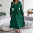 thumbnail image 4 of Wdgfv Ruffle Maxi Dress for Women, Pleated A Line Flowy, Business Casual, Holiday Modest Long Sleeve Smocked Spring, 4 of 6