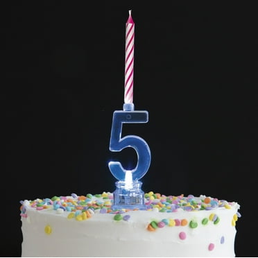 Multicolor Number 5 Flashing Birthday Candle Holder and Candles Set, 5 Pieces, by Way To Celebrate