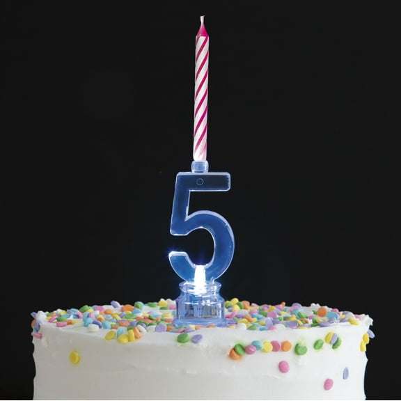 Multicolor Number 5 Flashing Birthday Candle Holder and Candles Set, 5 Pieces, by Way To Celebrate