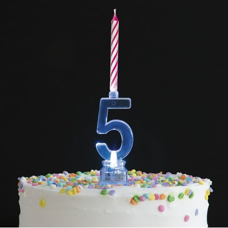 Multicolor Number 5 Flashing Birthday Candle Holder and Candles Set, 5 Pieces, by Way To Celebrate