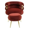 thumbnail image 6 of GZXS Modern Accent Chair with Ottoman, Soft Velvet Armchair with Golden Metal Legs, Comfy Reading Chair Footrest Set Upholstered Lounge Chair for Living Room, Bedroom, Apartment, Office, Wine Red, 6 of 8