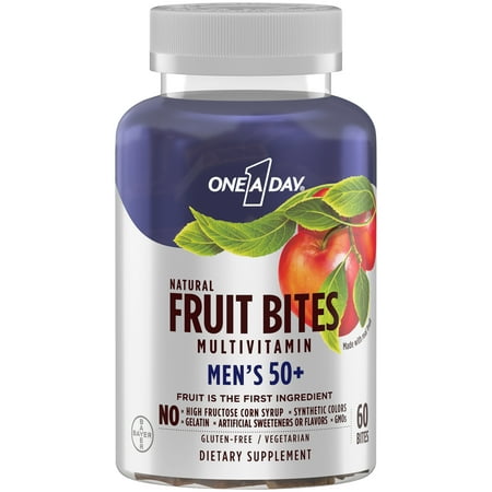 One A Day Men's 50+ Natural Fruit Bites Multivitamin, 60 Count