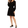 thumbnail image 4 of INSPIRE CHIC Women's Smocked Waist Chiffon Long Sleeve Shiny Star Dress XS Black, 4 of 5
