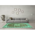 thumbnail image 3 of Ahgly Company Machine Washable Indoor Rectangle Abstract Turquoise Blue Modern Area Rugs, 8' x 10', 3 of 4