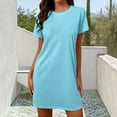 thumbnail image 5 of Oksale Cotton Nightgowns for Women Soft Breathable Short Sleeve Mini Pajamas Dress Casual Crewneck Sleepwear Solid Color Loungewear 2025 Light Blue M, 5 of 7