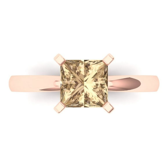 Clara Pucci 14K Rose Gold 1.5ct YellowMoissanite Solitaire Ring for Women