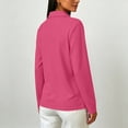 thumbnail image 6 of Solid Color Long Sleeve Polo Shirt for Women Button Down Side Split Business Casual Top Pink XL, 6 of 7