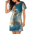 thumbnail image 2 of Balery Cute Angel Winged Rabbit Camisón de manga corta con cuello redondo para mujer, cómodo y elegante., 2 of 6