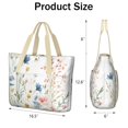 thumbnail image 3 of Tote Bag for Women - Pioneer Flower Shoulder Bag - Large Utility Work Duffle Bag with Zipper Handbag for Travel, Work, Sprots, 3 of 5