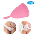 thumbnail image 5 of 2Pcs Silicone Women Menstrual Cup Female Hygiene Cup Menstruation Period SuppliesMoon Shaped Pink L, 5 of 5