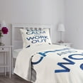 thumbnail image 3 of Ambesonne Fitness Quilted Bedspread Set 2 Pcs, Keep Calm and Work, Twin Size, Dark Blue White, 3 of 5