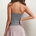thumbnail image 4 of HAYIMI Women Detachable Strap Smocked Tube Tops, Ruffle Edge Elastic Strapless Bandeau Bustier, Textured Fabric Convertible Wrap Camisole for Daily Layering, 4 of 6