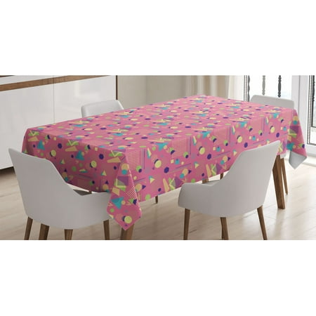 

Geometric Tablecloth Triangles Postmodern Style Inspired Contemporary Pop Art Look Print Rectangle Satin Table Cover for Dining Room and Kitchen 60 X 90 Pastel Pink Multicolor by Ambesonne