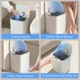thumbnail image 2 of Cshidworld Automatic Bathroom Trash Can with Lid, Large Capacity Touchless Trash Bin, Smart Plastic Garbage Can White Wastebasket for Bedroom, Bathroom, Office, Living Room, Toilet, RV, 2 of 7
