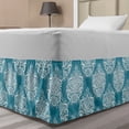 thumbnail image 1 of Blue and White Bed Skirt, Damask Art Flowers with Baroque Curlicues Victorian Garden Inspiration, Elastic Bedskirt Dust Ruffle Wrap Around for Bedding Decor, 4 Sizes, Blue and White, by Ambesonne, 1 of 2