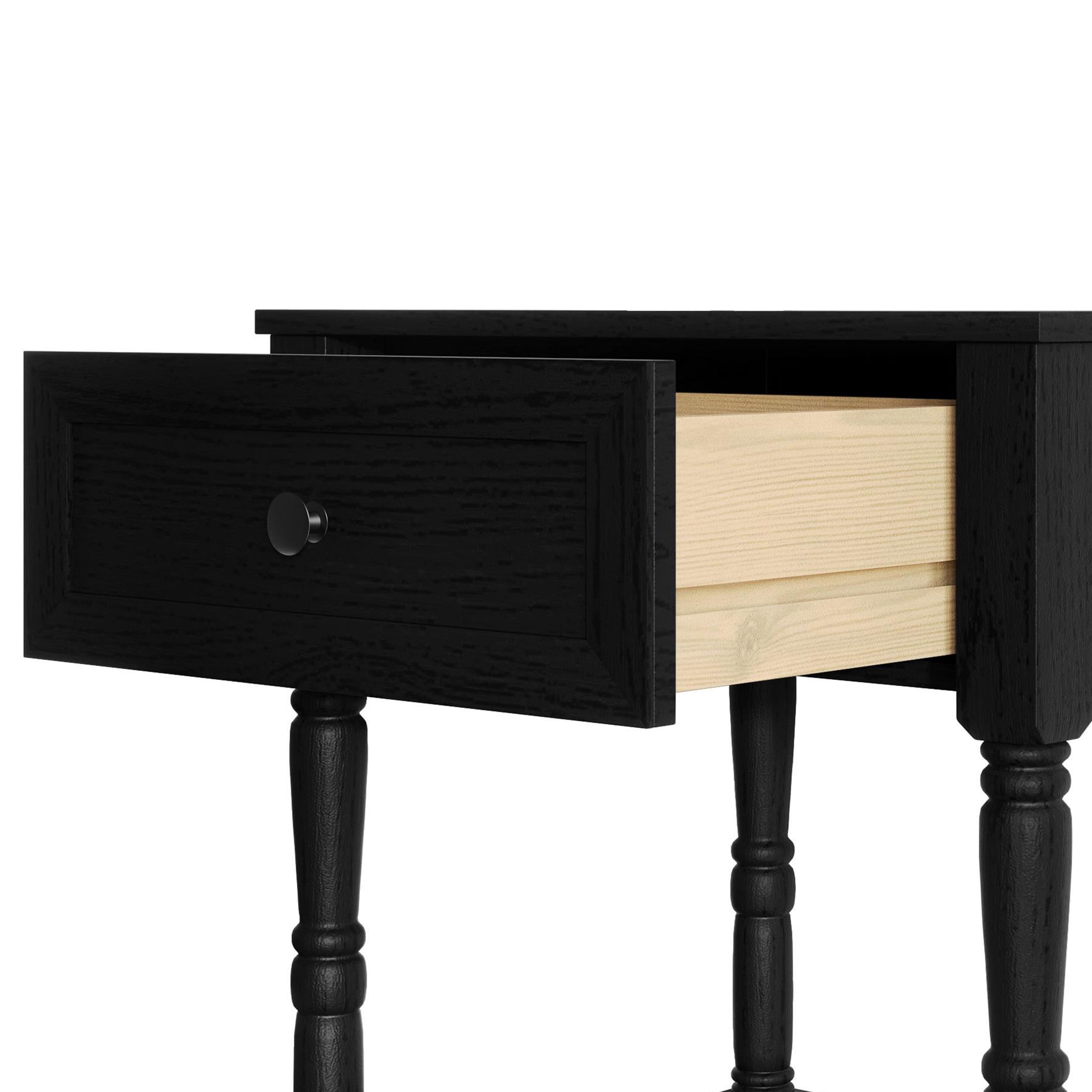 Home Design Rumford 1-Drawer Nightstand for Adult, Modern Bedside Table with Storage, Black Finish