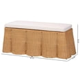 thumbnail image 4 of Miekor Furniture Scallop Natural Rattan Ottoman with Cushion - Handwoven Wicker Accent Bench for Living Room, Bedroom or Entryway, Coastal Boho Style Accent Furniture, Rectangle No.4518, 4 of 7