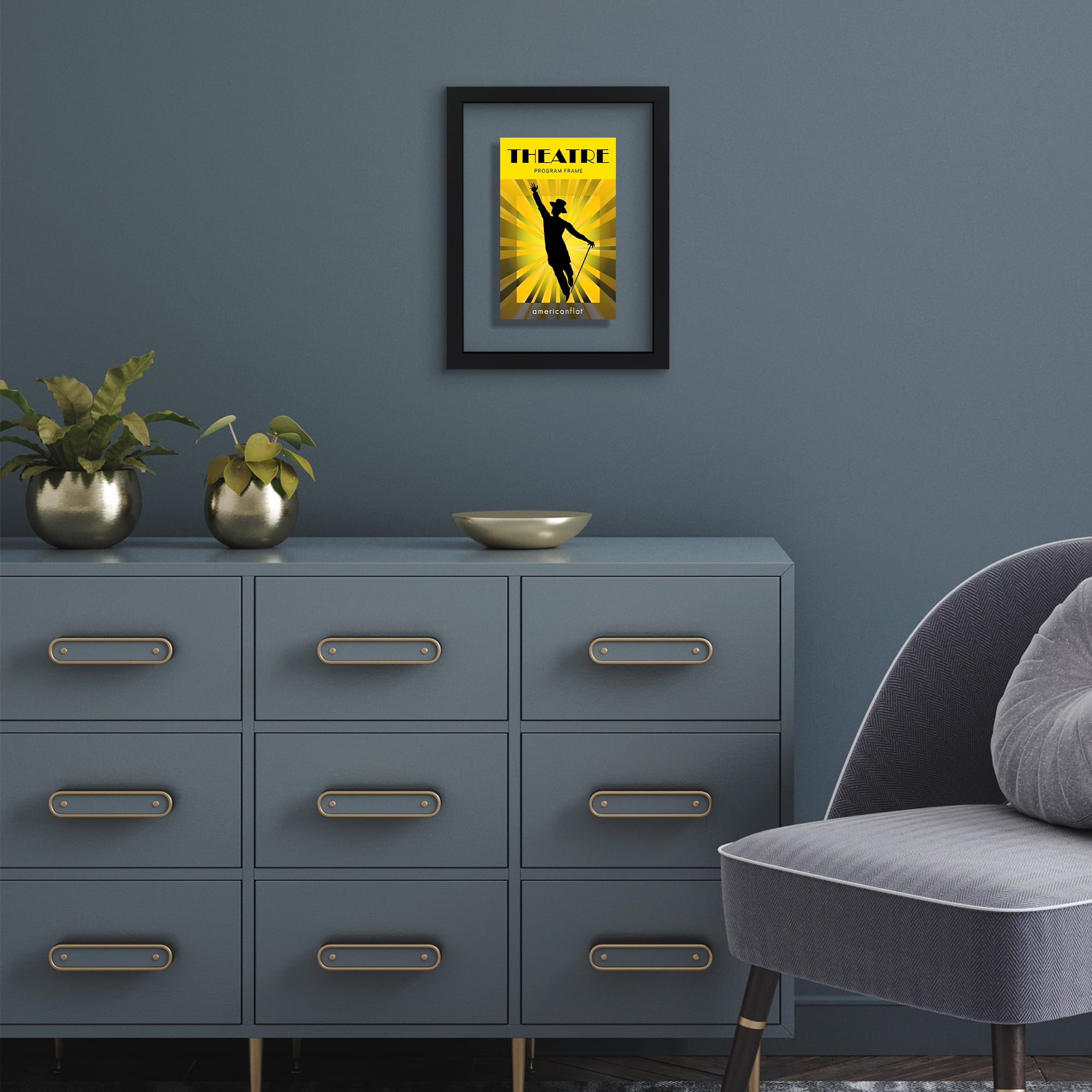 Americanflat 9.5x12.5 Picture Frame with Shatter-Resistant Glass Playbill Signature Float Collection - Black