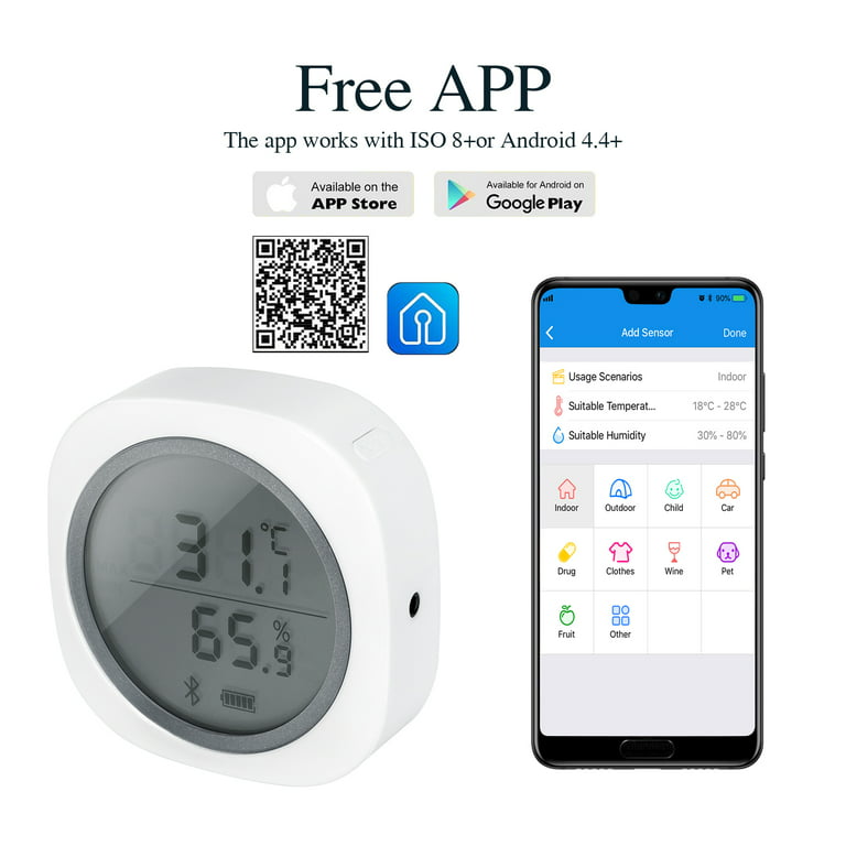INKBIRD WiFi Thermometer Hygrometer, Indoor Temperature Sensor IBS-TH3-PLUS  with Electronic Display, Humidity Monitor with App Alert 1 Year Data