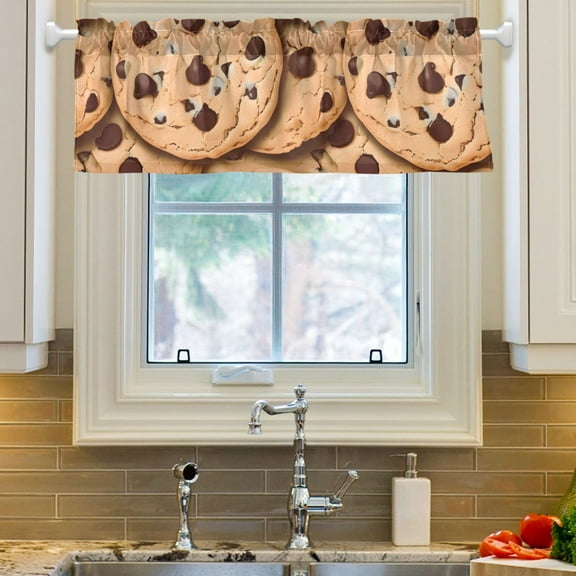Ryvnso Chocolate Cookies Window Valance Kitchen Farmhouse Rod Pocket Short Curtain 54x18 inch