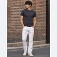 thumbnail image 4 of Men's White Slim Straight Stretch Jeans, Casual Mid-Rise Denim Pants for Work, Vacation& Daily Wear, 4 of 6