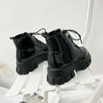 thumbnail image 6 of KIJBLAE Women's Ankle Boots Gothic Punk Style Black Patent Leather Lace Up Chunky High Heels Autumn Winter Shoes Black 37, 6 of 7
