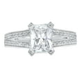 thumbnail image 3 of 2.45 ct Emerald Cut Genuine Cultured Diamond VS1-VS2 I-J 14K White Gold Promise Wedding Statement Engagement Designer Ring W/ Crystal side stones size 7.5, 3 of 7