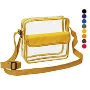 Clear Crossbody Messenger Shoulder Bag with Adjustable Strap (Gold)