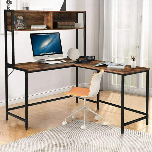 Where real people go for real good stuff. erommy 55 inch l shaped computer desk with hutch space saving corner desk with storage shelves home office desk study workstation for home office