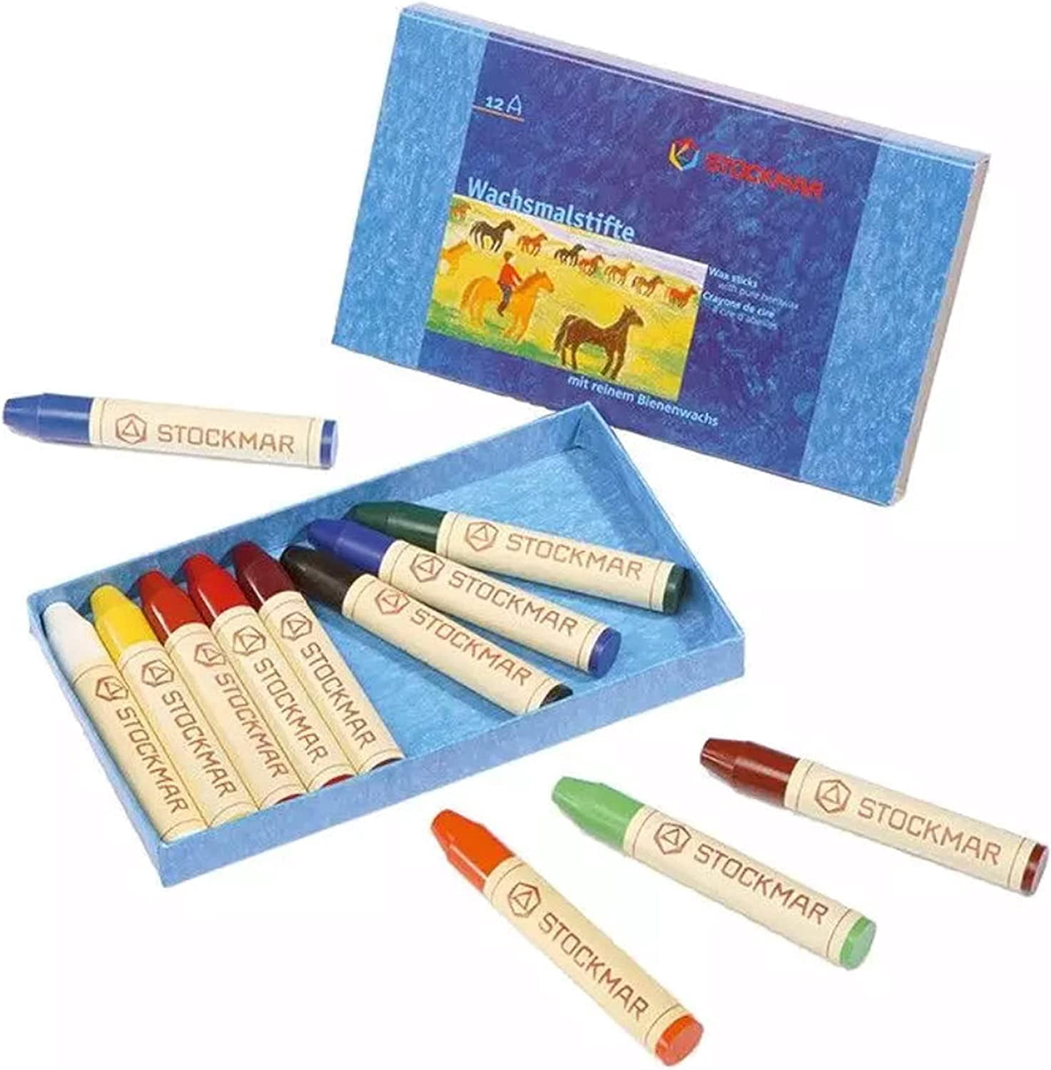 Stockmar Beeswax Stick Crayons, Set of 12, Box