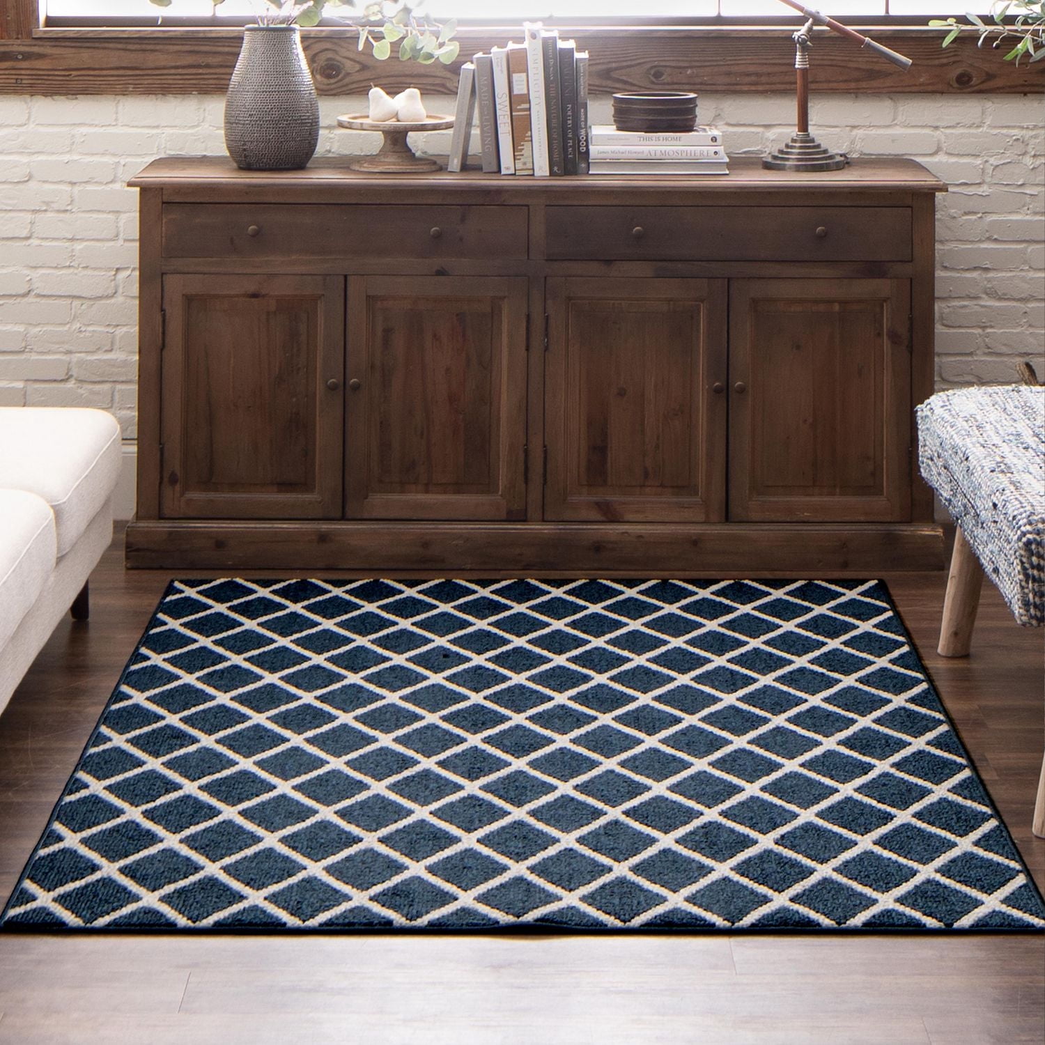 Hometrends Brussels Blue Polyester Area Rug