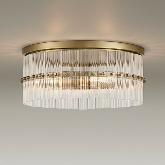 Possini Euro Design Possini Euro Emerson 15" Wide Matte Brass Glass 3-Light Ceiling Light
