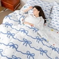 thumbnail image 4 of Homewish Cartoon Blue Bowknot Boy Girl Bedding Comforter Set 7-Piece,Polka Dots King Bedding Sets,Abstract Geometric Stripes Ultra Soft Bed Sheets,Super Cozy Room Decor,Reversible, 4 of 8