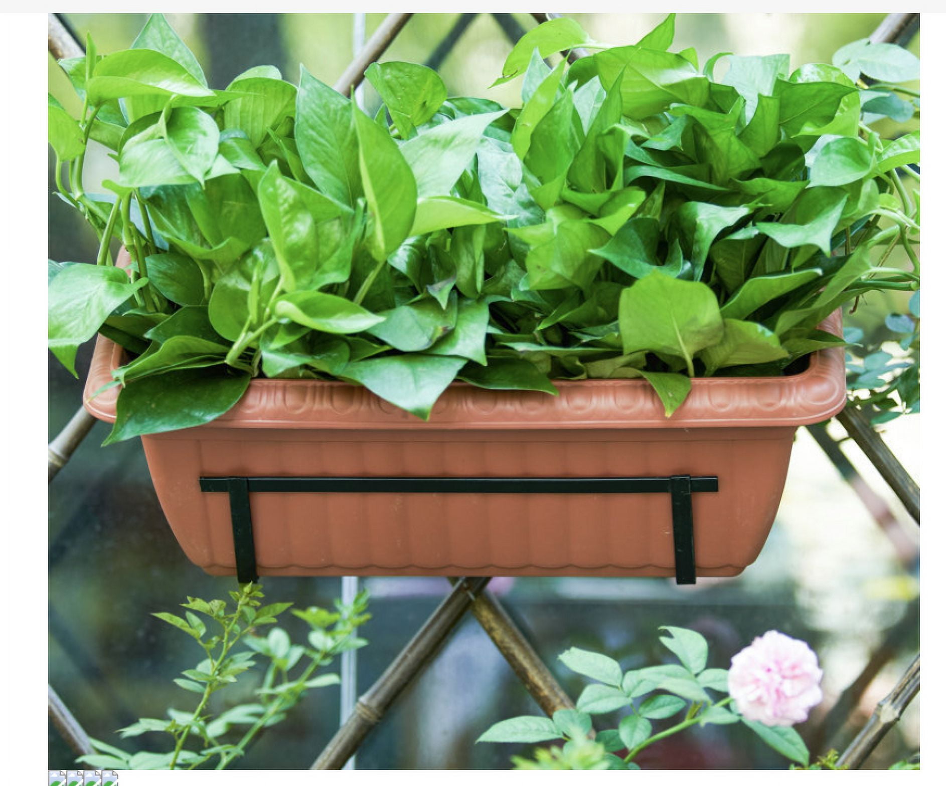 Window Deck Railing Planters Boxes , Window Boxes Planters Flower Boxes, Balcony Railing Hanging Flower Pot Hook, Metal Flower Pot Stand for Outdoor Fence Porch Patio Lawn (17 Inch)