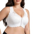 thumbnail image 4 of Riecok Womens Lace Front Closure Bras Plus Size Wireless Push Up Bralette Full Coverage Soft Everyday Bra White S, 4 of 8