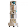 thumbnail image 2 of Tcbosik Rotating Bookshelf on Wheels, 5-Tier Spinning Book Shelf Tower, 68" Tall Storage Rack for Home Office, Space Saving, White (No Drawer), 2 of 7