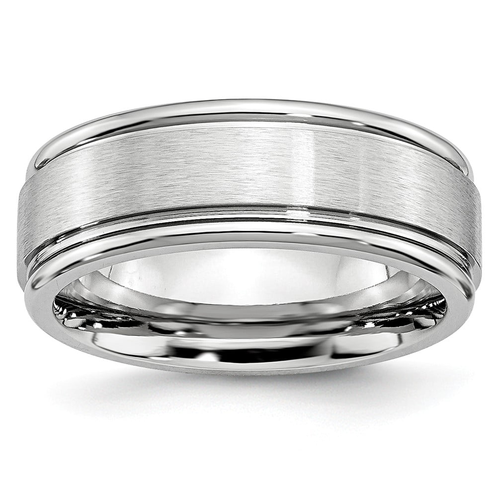 Wedding Bands Classic Bands Domed Bands w/Edge Cobalt Satin and Polished 7mm Ridged Edge Band Size 13 Wedding Bands Classic Bands Domed Bands w/Edge Cobalt Satin and Polished 7mm Ridged Edge Band Size 13