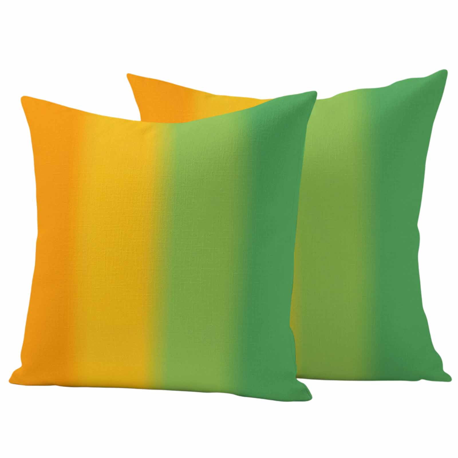 Orange Green Ombre Outdoor Waterproof Throw Pillow Covers 26x26 Set of 2, Color Striped Gradient Decorative Pillowcases Cushion Pillowcase for Couch Sofa Patio Outside Pillow Protector