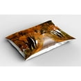 thumbnail image 2 of Ambesonne Fall Pillow Sham 2 Pack, Serene Vivid Maple Trees, 26"x20", Orange Brown Green, 2 of 3