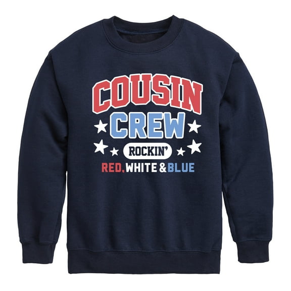Instant Message - Cousin Crew Red White Blue - Toddler & Youth Crewneck Fleece Sweatshirt