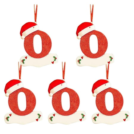 

loopsun Christmas Little Red Hat Letter Pendant DIY Writable Name 26 Letter Pendant 5PCS