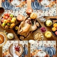 thumbnail image 4 of Fall Placemats Set of 4 Blue Pumpkin Place Mats Thanksgiving Placemat Autumn Flowers Eucalyptus Leaves Table Mats for Dining Kitchen Table Holiday Dinner Party Home Fall Decorations 13x19 Inch, 4 of 8