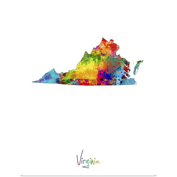 Great BIG Canvas | Rolled Michael Tompsett Poster Print entitled Virginia Map