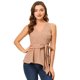 thumbnail image 1 of Allegra K Top peplum envolvente con dobladillo asimétrico en la cintura con cuello en V sin mangas para mujerCaqui XL, 1 of 5